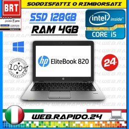 PC NOTEBOOK PORTATILE HP ELITEBOOK 820 G1 12.5" CPU i5 4210U RAM 4GB SSD 128GB