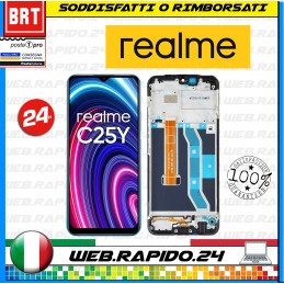 DISPLAY LCD+TOUCH SCREEN+FRAME PER REALME C25Y RMX3268 RMX3269 SCHERMO VETRO