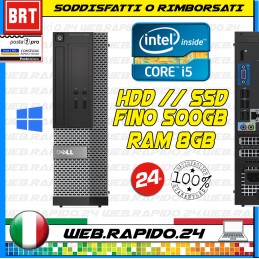 PC DESKTOP FISSO SFF DELL OPTIPLEX 9020 CPU I5-4570 RAM 8GB HDD SSD FINO 500GB