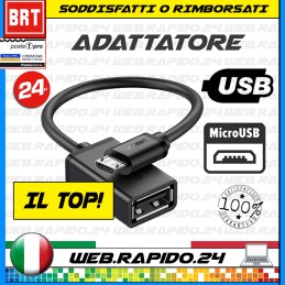 ADATTATORE DA USB (FEMMINA) A MICRO USB (MASCHIO) CAVO CONVERTITORE TELEFONO PC