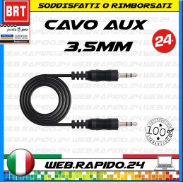 CAVO CAVETTO 1.5 MT CAVO AUX AUDIO MASCHIO DA 3.5mm COLORE NERO 24H!