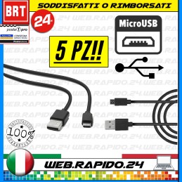 5PZ PEZZI CAVO CAVETTO 0.5 MT MICRO USB DI RICARICA PER SAMSUNG HUAWEI LG XIAOMI