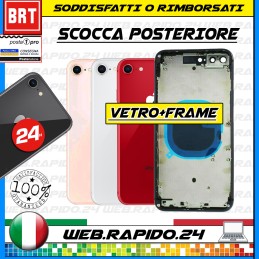 BACK COVER SCOCCA POSTERIORE VETRO+FRAME COMPLETA PER APPLE IPHONE 8 TELAIO