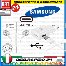 KIT 3 IN 1! SAMSUNG STARTER PACK: CARICATORE +CAVO USB TYPE C+CUFFIE AKG! BIANCO