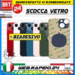 BACK COVER SCOCCA POSTERIORE VETRO+BIADESIVO PER APPLE IPHONE 13 MINI BIG HOLE