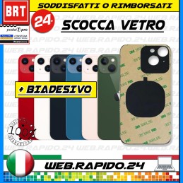 BACK COVER SCOCCA POSTERIORE VETRO+BIADESIVO PER APPLE IPHONE 13 BIG HOLE