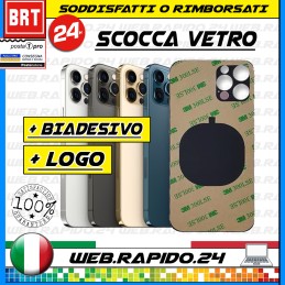 BACK COVER SCOCCA POSTERIORE VETRO+BIADESIVO X APPLE IPHONE 12 PRO MAX BIG HOLE