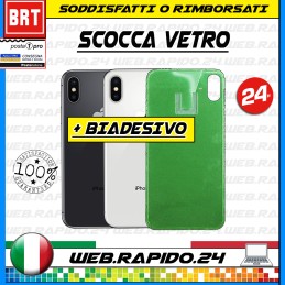 BACK COVER SCOCCA POSTERIORE APPLE IPHONE X VETRO +BIADESIVO BIG HOLE FORO LARGO