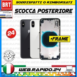 SCOCCA POSTERIORE VETRO+FRAME COMPLETA PER APPLE IPHONE X TELAIO BIG HOLE