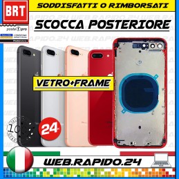 BACK COVER SCOCCA POSTERIORE VETRO+FRAME COMPLETA X APPLE IPHONE 8 PLUS TELAIO