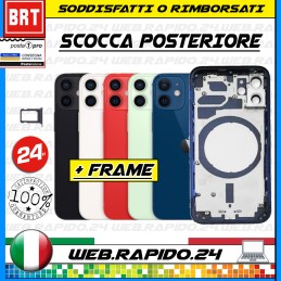 SCOCCA BACK COVER POSTERIORE VETRO+FRAME+BIADESIVO COMPLETA APPLE IPHONE 12 MINI