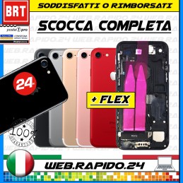 BACK COVER SCOCCA POSTERIORE COMPLETA+FLEX+FRAME APPLE IPHONE 7 7G TELAIO VETRO