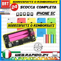 BACK COVER SCOCCA POSTERIORE COMPLETA+FLEX+FRAME X APPLE IPHONE 5C TELAIO VETRO!