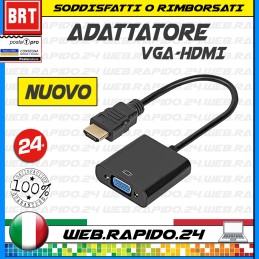 CAVO ADATTATORE COMPATIBILE DA HDMI MASCHIO A VGA FEMMINA CONVERTITORE HD PC TV