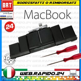 BATTERIA PER APPLE MACBOOK PRO RETINA 15" A1417 A1398 A1618 ANNI (2012 - 2013)