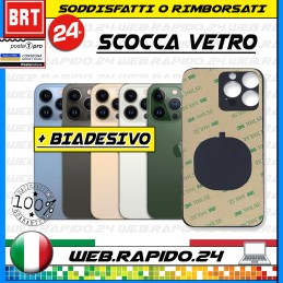 BACK COVER SCOCCA POSTERIORE VETRO+BIADESIVO PER APPLE IPHONE 13 PRO BIG HOLE