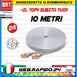 CAVO 10MT DI RETE ETHERNET LAN SCHERMATO CAT 6 S/FTP RJ45 GIGABIT 