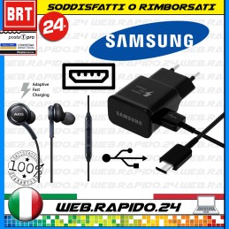 KIT 3 IN 1! SAMSUNG STARTER PACK: CARICATORE +CAVO MICRO SUB+CUFFIE AKG! NERO