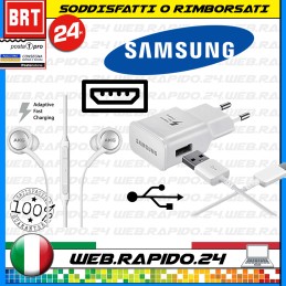 KIT 3 IN 1! SAMSUNG STARTER PACK: CARICATORE +CAVO MICRO SUB+CUFFIE AKG! BIANCO