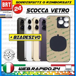 BACK COVER SCOCCA POSTERIORE VETRO+BIADESIVO PER APPLE IPHONE 14 PRO BIG HOLE