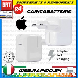 CARICABATTERIA ALIMENTATORE 30W SPINA USB-C APPLE IPHONE IPAD MACBOOK