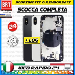 D50_BACK COVER SCOCCA POSTERIORE COMPLETA+FLEX+FRAME APPLE IPHONE X VETRO BIANCA