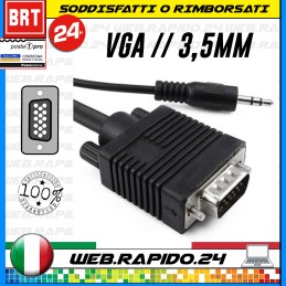 CAVO VIDEO VGA SVGA MASCHIO - AUDIO AUX MASCHIO 3,5MM X 1,8MT  PER PC TV DESKTOP