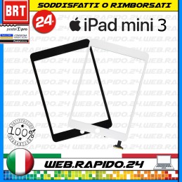 TOUCH SCREEN+VETRO+BIADESIVO APPLE IPAD MINI 3 WIFI 3G A1599 A1600 VETRO SCHERMO